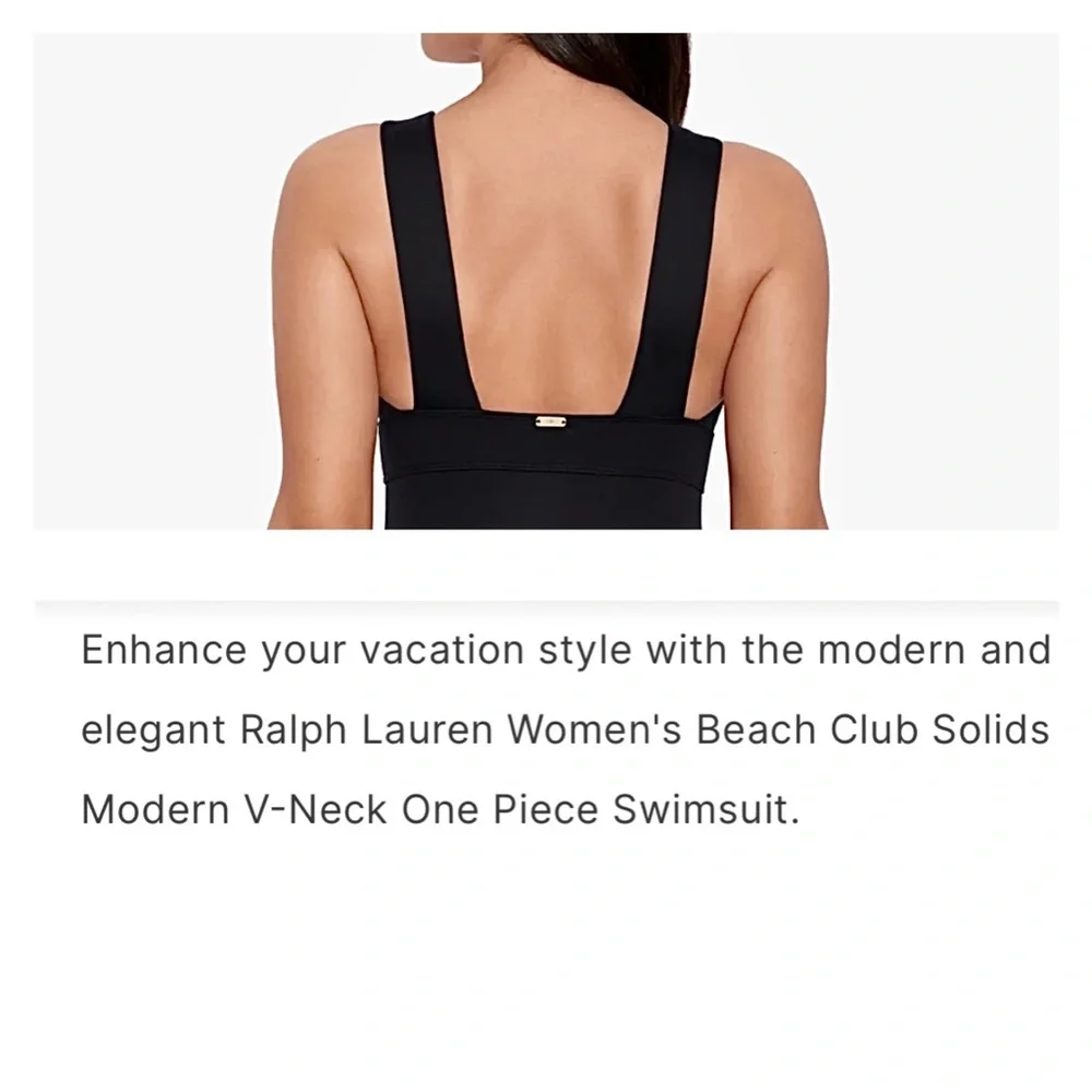 Lauren Ralph Lauren Beach Club Solids Black One Piece 4 /XS - Picture 9 of 10